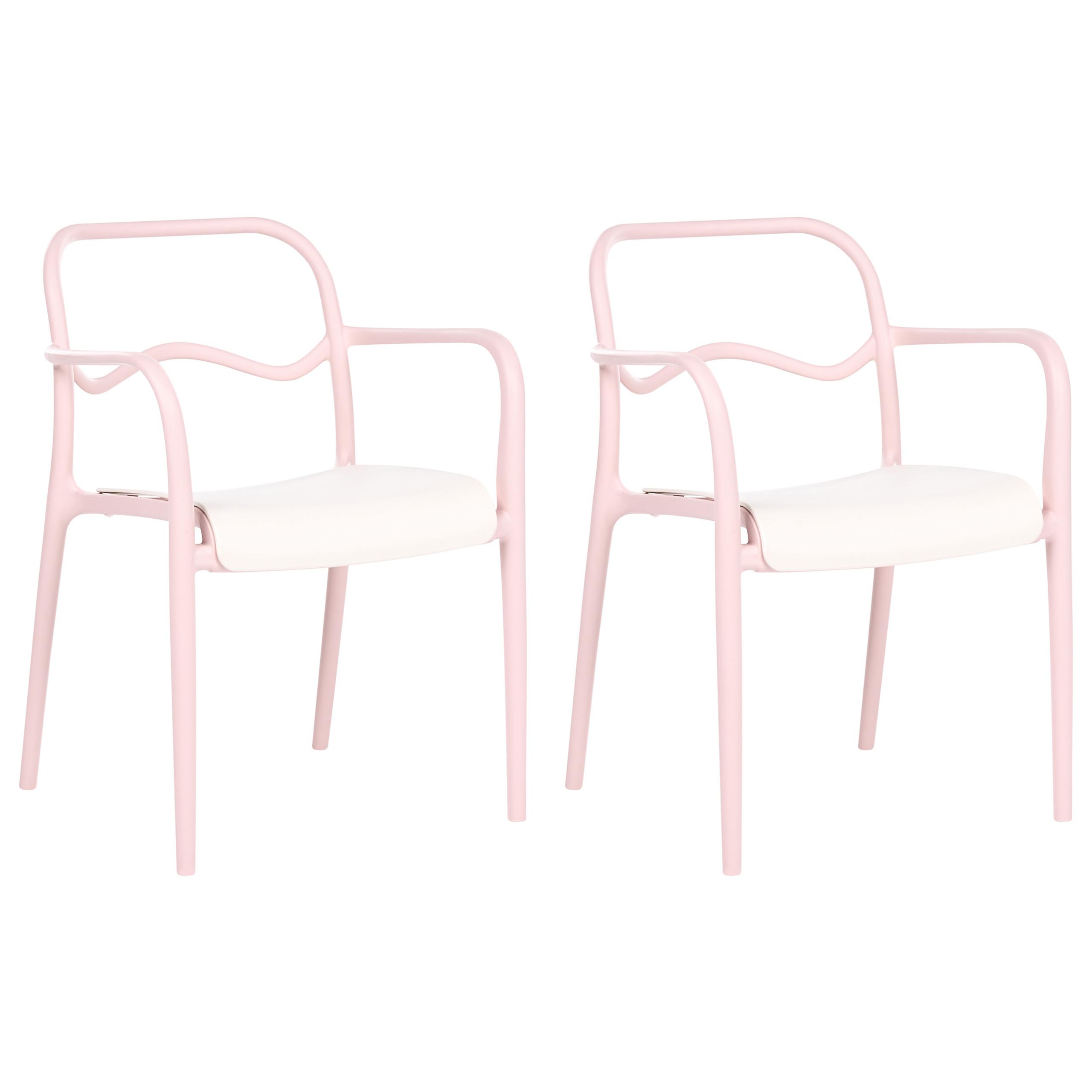 GARTENSTUHL 2er-Set Kunststoff Pastellrosa Thasos - Pink, Kunststoff (57/80/57cm) - Beliani