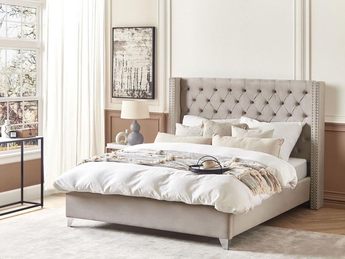 POLSTERBETT 180/200cm Hellgrau Lubbon - Hellgrau, Textil (180/200cm) - Beliani
