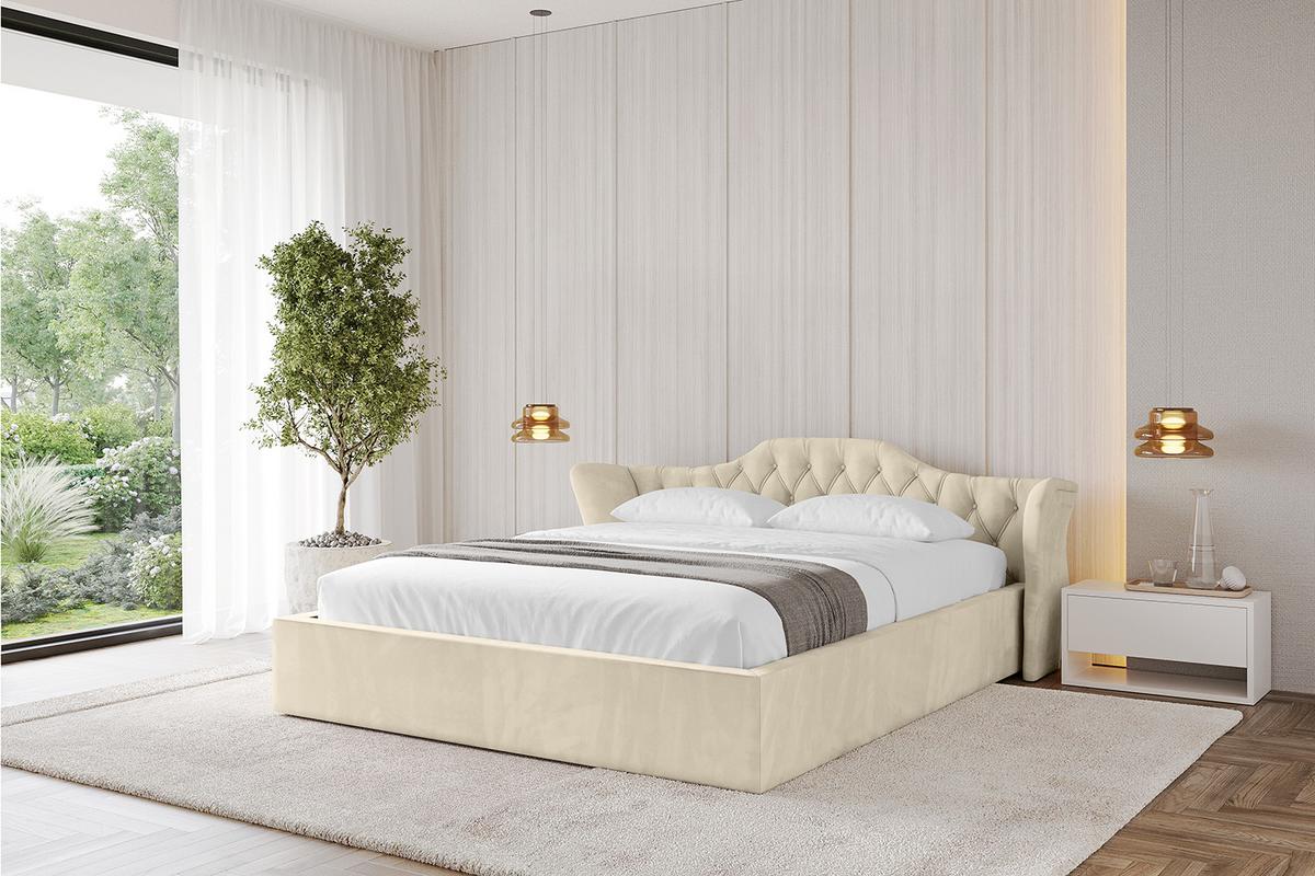 POLSTERBETT mit Bettkasten und Lattenrost, Boxbett ohne Matratze - ZORAN-V1 120x200 Beige - Ecru, Holzwerkstoff/Textil (120/200cm) - ALTDECOR