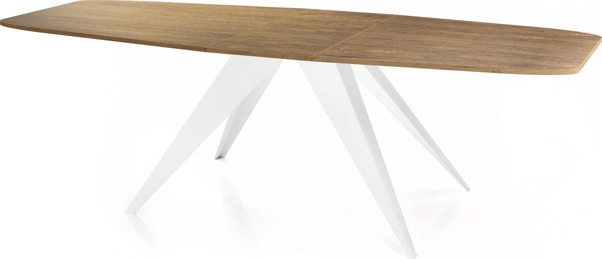 ESSTISCH Fatina rechteckig ausziehbar, Lefkas Eiche 180-218/90/76 cm - Alteiche/Weiß, Holzwerkstoff/Metall (90/220/76cm) - WFL GROUP