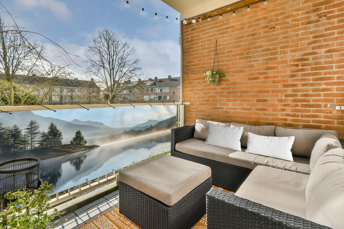 BALKON-SICHTSCHUTZ See - Nebel - Berge - Landschaft Windschutz 300x100 cm - Hellblau, Kunststoff (300/100cm) - MuchoWow