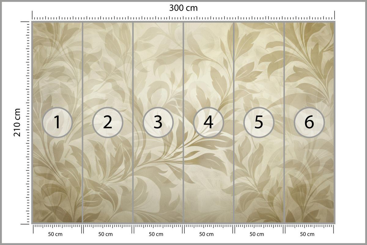 FOTOTAPETE für Schlafzimmer Blätter Pflanzen Natur 300x210 - Beige/Braun, Papier (300/210cm) - Muralo