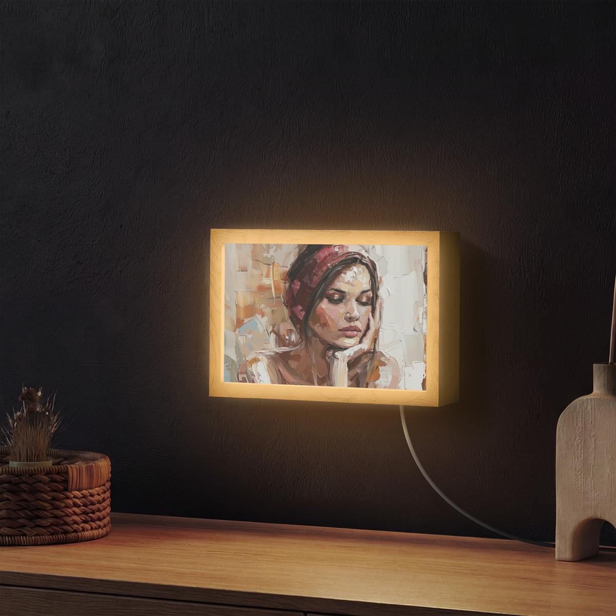 WANDLEUCHTE Frau - Lackierung - Porträt - Modern 30x20 cm - Braun, Holzwerkstoff (30/20/8cm) - OnlyWow