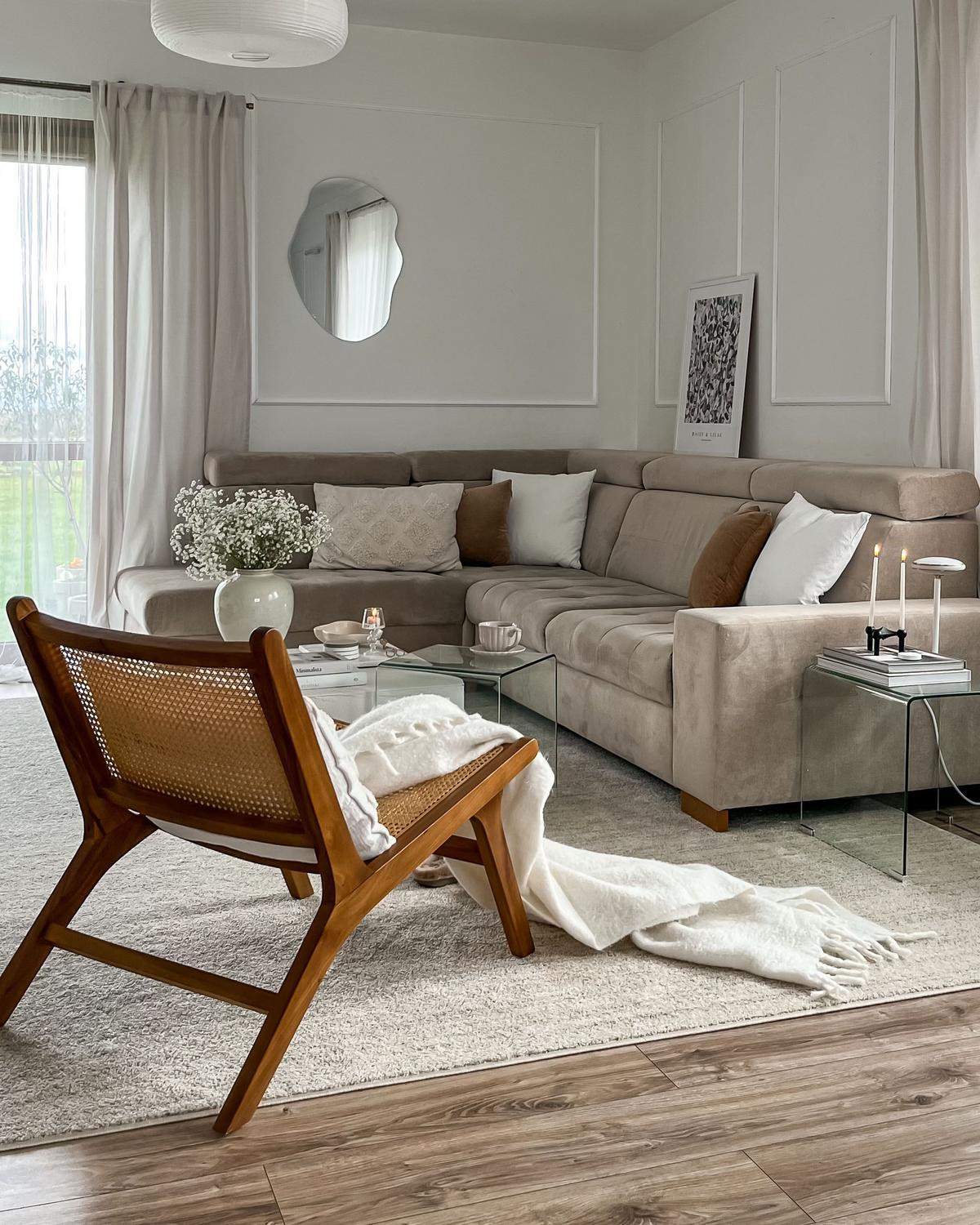 HOLZSTUHL Rattangeflecht Natürlich Middletown - Naturfarben, Holz (60/72/83cm) - Beliani