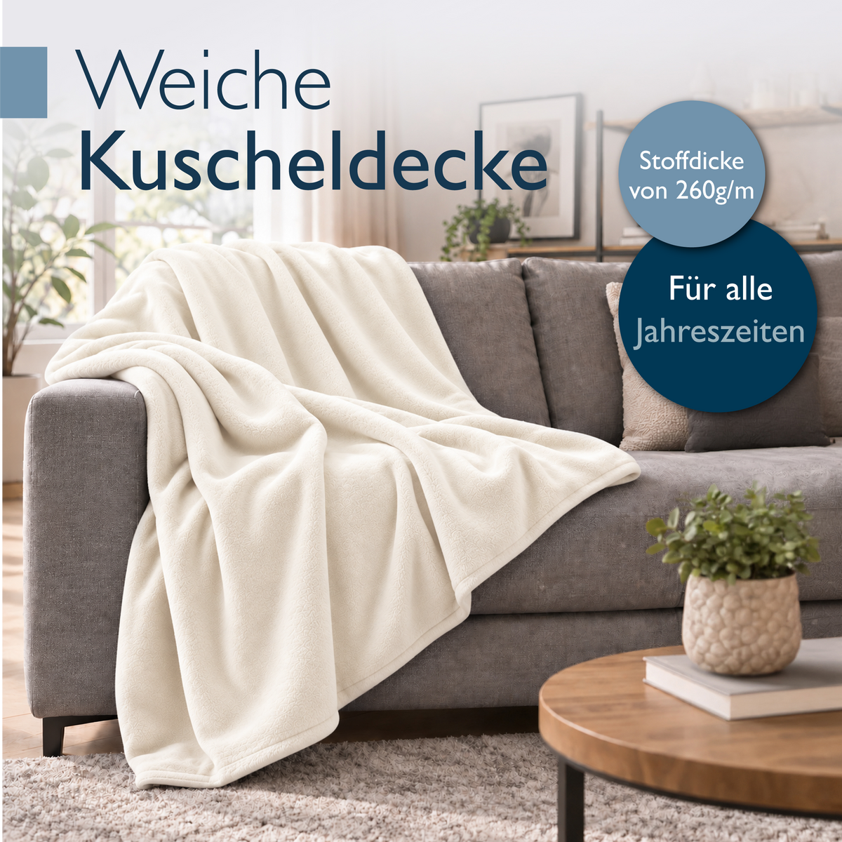DECKE Aurelia 150/200 cm Natur - Beige, Textil (200/150cm) - Beautissu 
