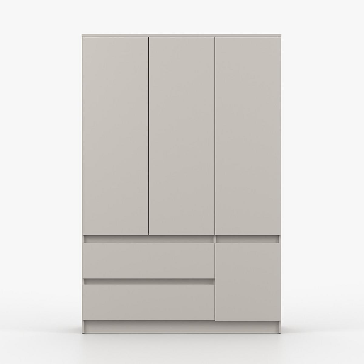DREHTÜRENSCHRANK SOLO 4D2S II 120 cm Kaschmir/Kaschmir, 4-türig, zwei Schubladen, grifflos - Kaschmir, Holzwerkstoff (120/180/50cm) - imoebel24