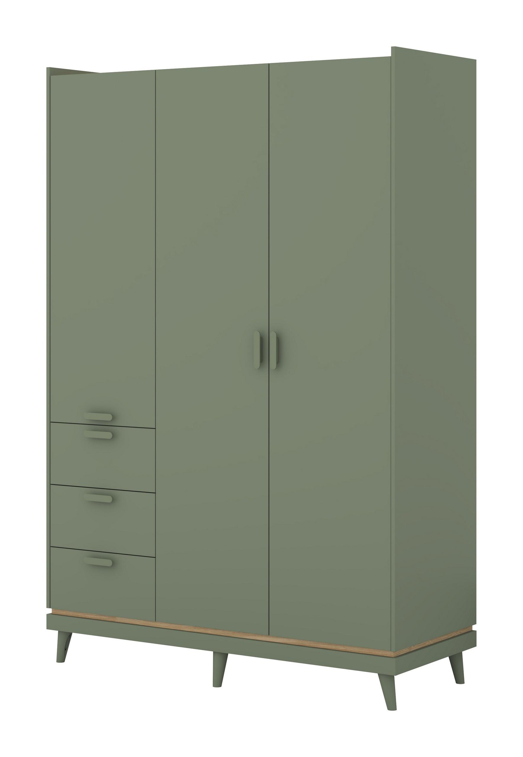 DREHTÜRENSCHRANK ACARA 143.5/214.5/57,4 cm 3-türig Grün - Grün, Holzwerkstoff (143.5/214.5/57.4cm) - MASSENO