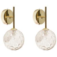 WANDLAMPE Gold Anadyr - Beige/Goldfarben, Glas (14/25/14cm) - Beliani