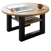 COUCHTISCH Eiche, grau rund 75 cm, Wohnzimmertisch mit Ablage - Eiche Artisan/Grau, Holzwerkstoff/Metall (75/75/42cm) - Inn.Furn