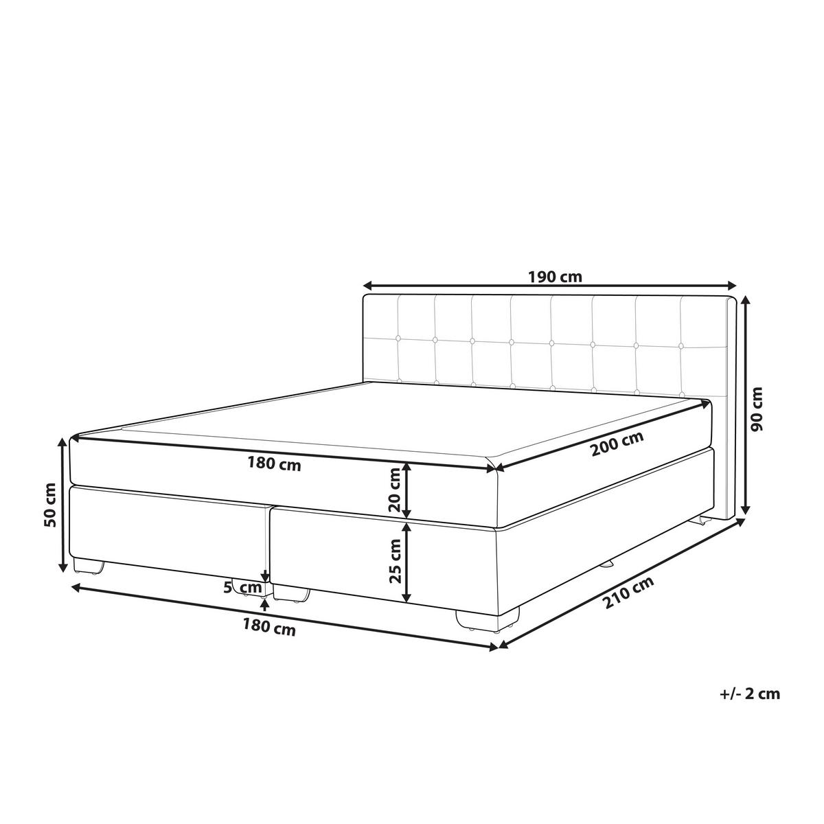 BOXSPRINGBETT 180/200cm Hellgrau Admiral - Hellgrau, Textil (180/200cm) - Beliani