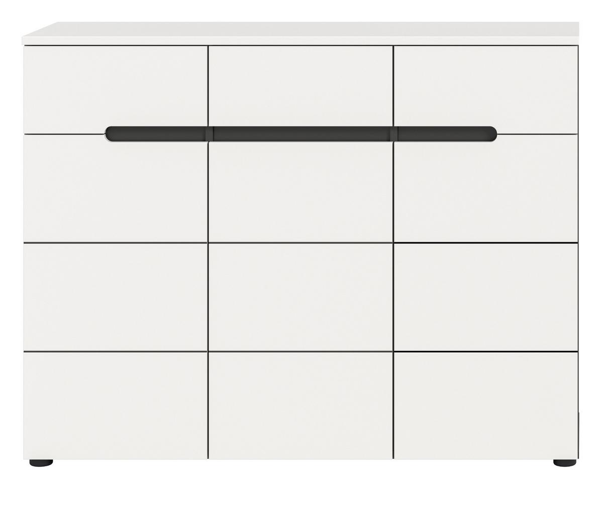 SCHUHKOMMODE weiß, grau, Flurkommode 120 x 94 cm mit Soft-Close, Cooper - Schwarz/Weiß, Holzwerkstoff/Kunststoff (120/94/37cm) - Inn.Furn