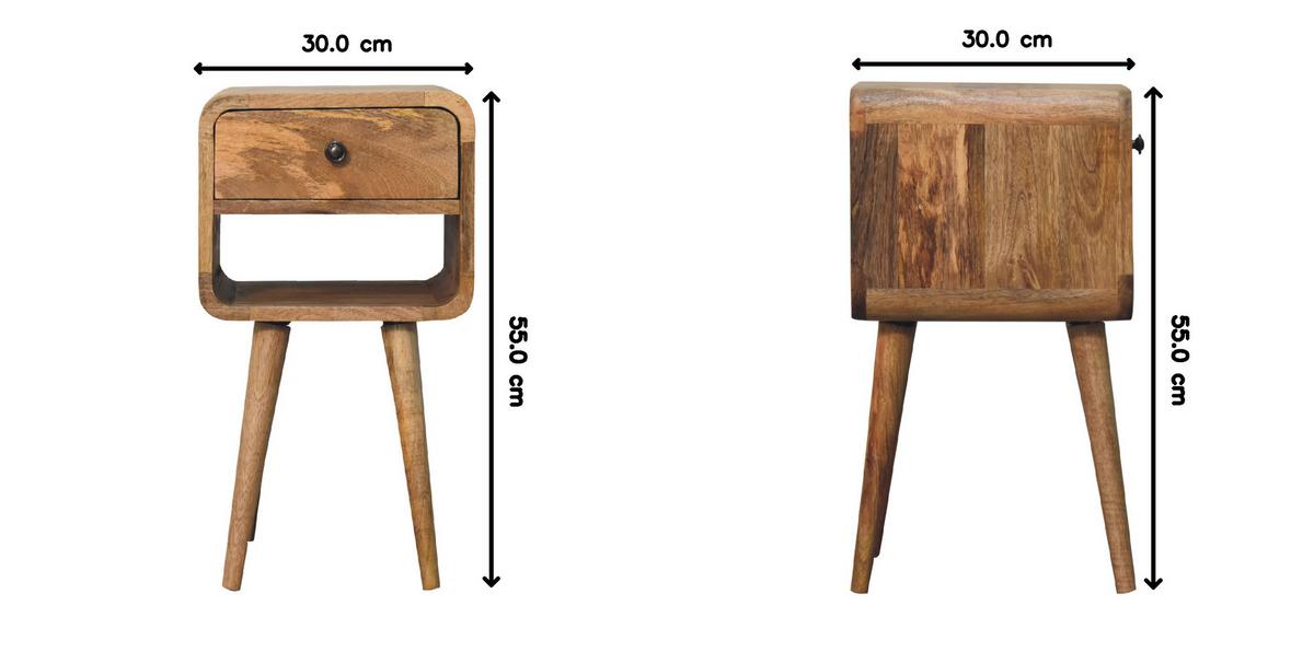 NACHTTISCH mit 1 Schublade, 1 offenes Fach, Beige - Eichefarben/Messingfarben, Holz/Metall (30/55/30cm) - Artisan Furniture
