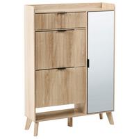 SCHUHSCHRANK Hellbraun Moonie - Hellbraun/Braun, Holzwerkstoff (84/118/25cm) - Beliani