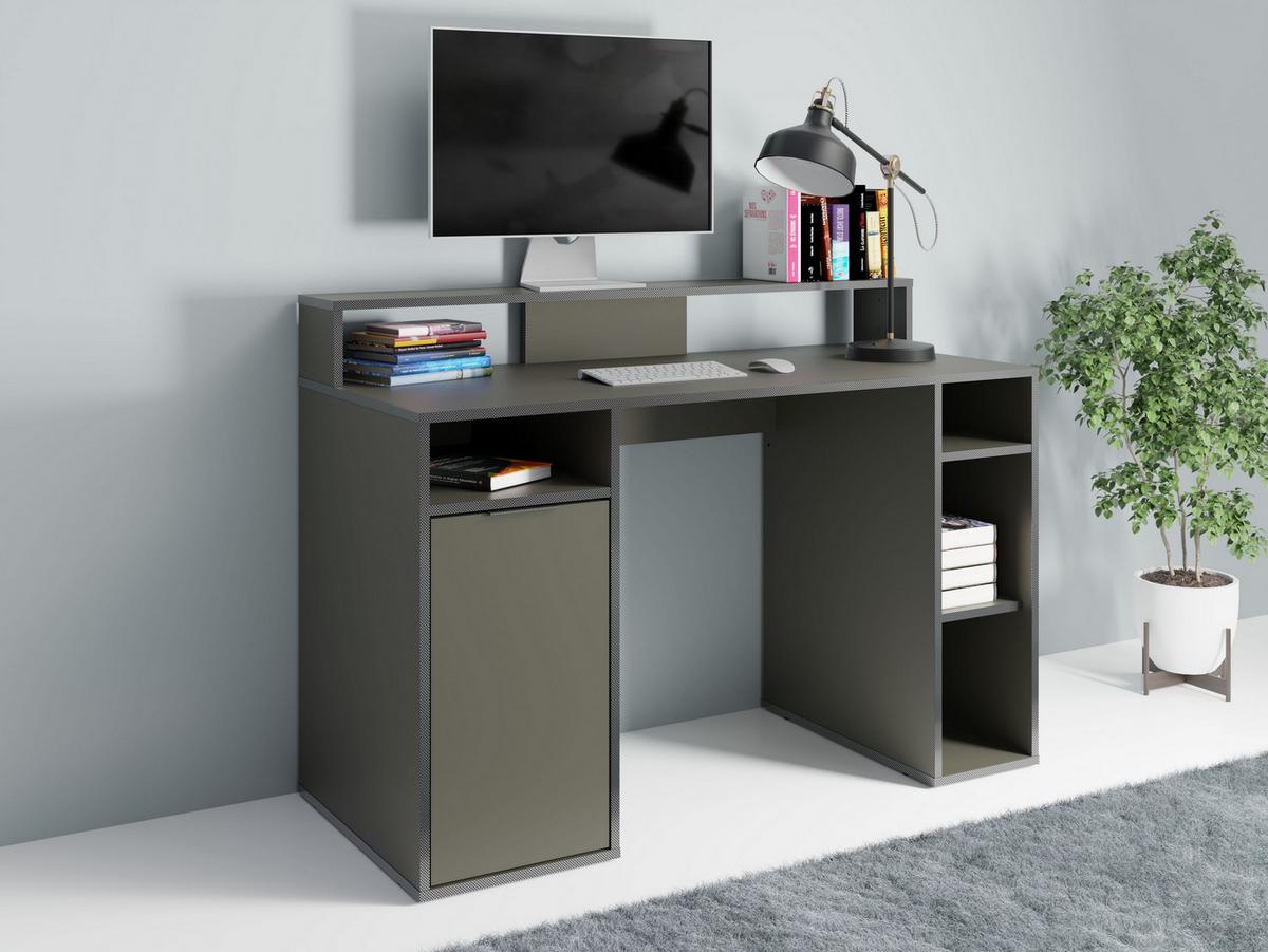 SCHREIBTISCH OBSIDIAN 125x55x88,7 cm Bürotisch Computertisch, Graphitfarben - Graphitfarben, Holzwerkstoff (55/125/88.7cm) - MASSENO