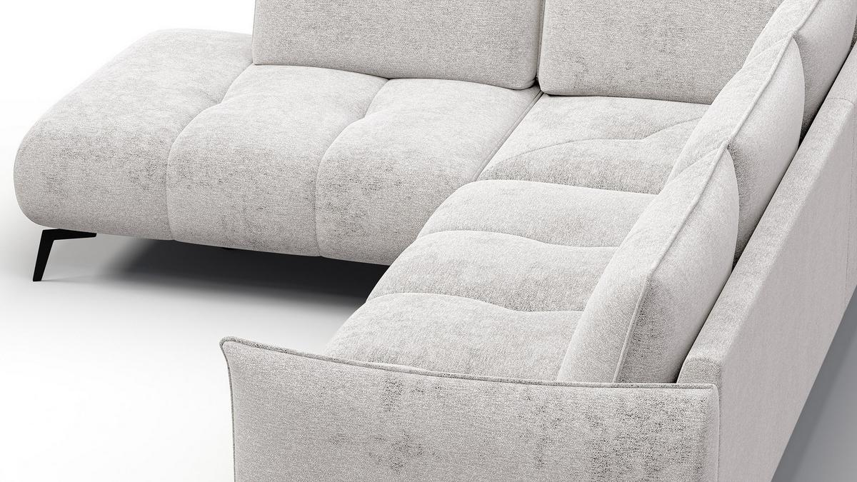 ECKSOFA AERA 5-Sitzer links, ecru - Ecru/Schwarz, Holz/Textil (268/206cm) - Wozimo