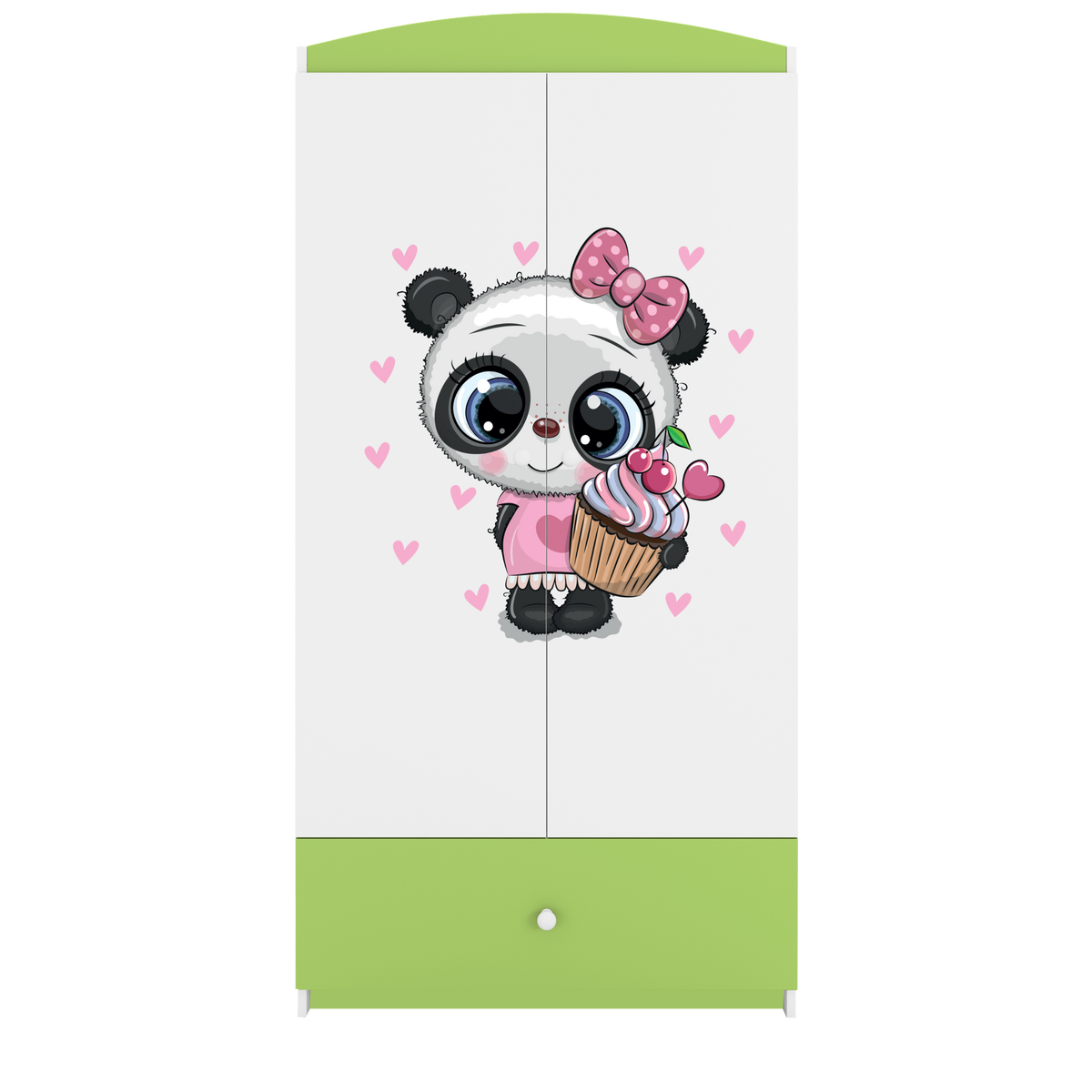 KINDERKLEIDERSCHRANK Panda - Grün, Holzwerkstoff (90/175/52cm) - RAUMHIRSCH FURNITURE