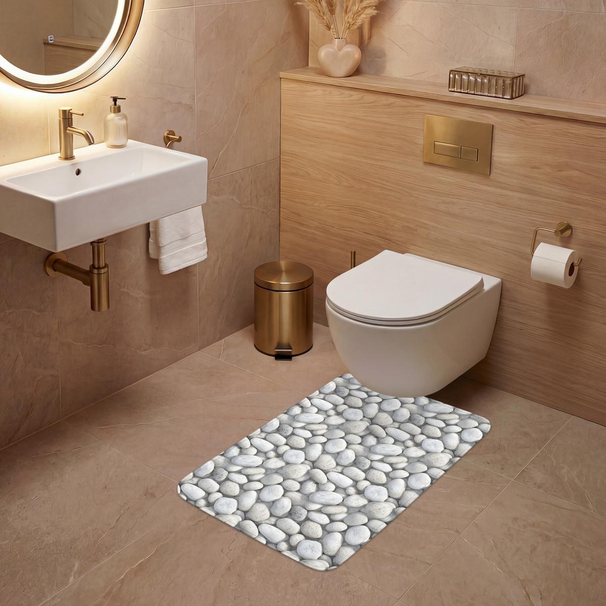 WC-VORLEGER Steine - Grau - Oval WC Teppich 50x80 cm - Hellgrau, Textil (50/1cm) - OnlyWow