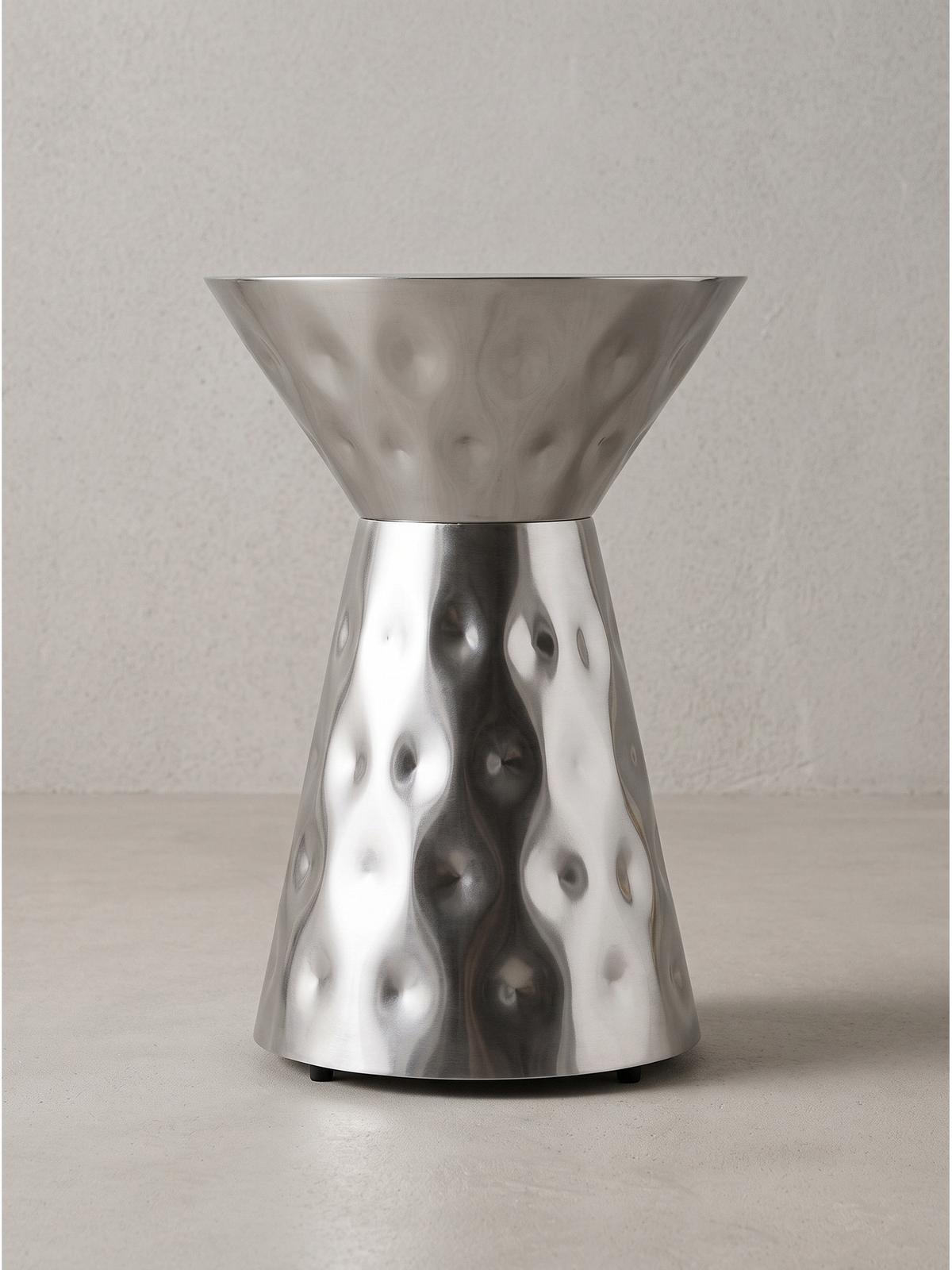 BEISTELLTISCH MAYENNE, Aluminium, handgefertigt, Silber, Ø 36 x 51 cm - Silberfarben, Metall (36/36/51cm) - KADIMA DESIGN