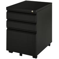 ROLLCONTAINER Aktenschrank Büroschrank mit 3 Schubladen Räder Stahl Schwarz - Schwarz, Metall (48/60/39cm) - Vinsetto