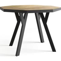 ESSTISCH Desmond achteckiger ausziehbarer, Lancelot Eiche 100-200/100/76 cm - Eichefarben/Schwarz, Holz/Holzwerkstoff (100/200/76cm) - WFL GROUP