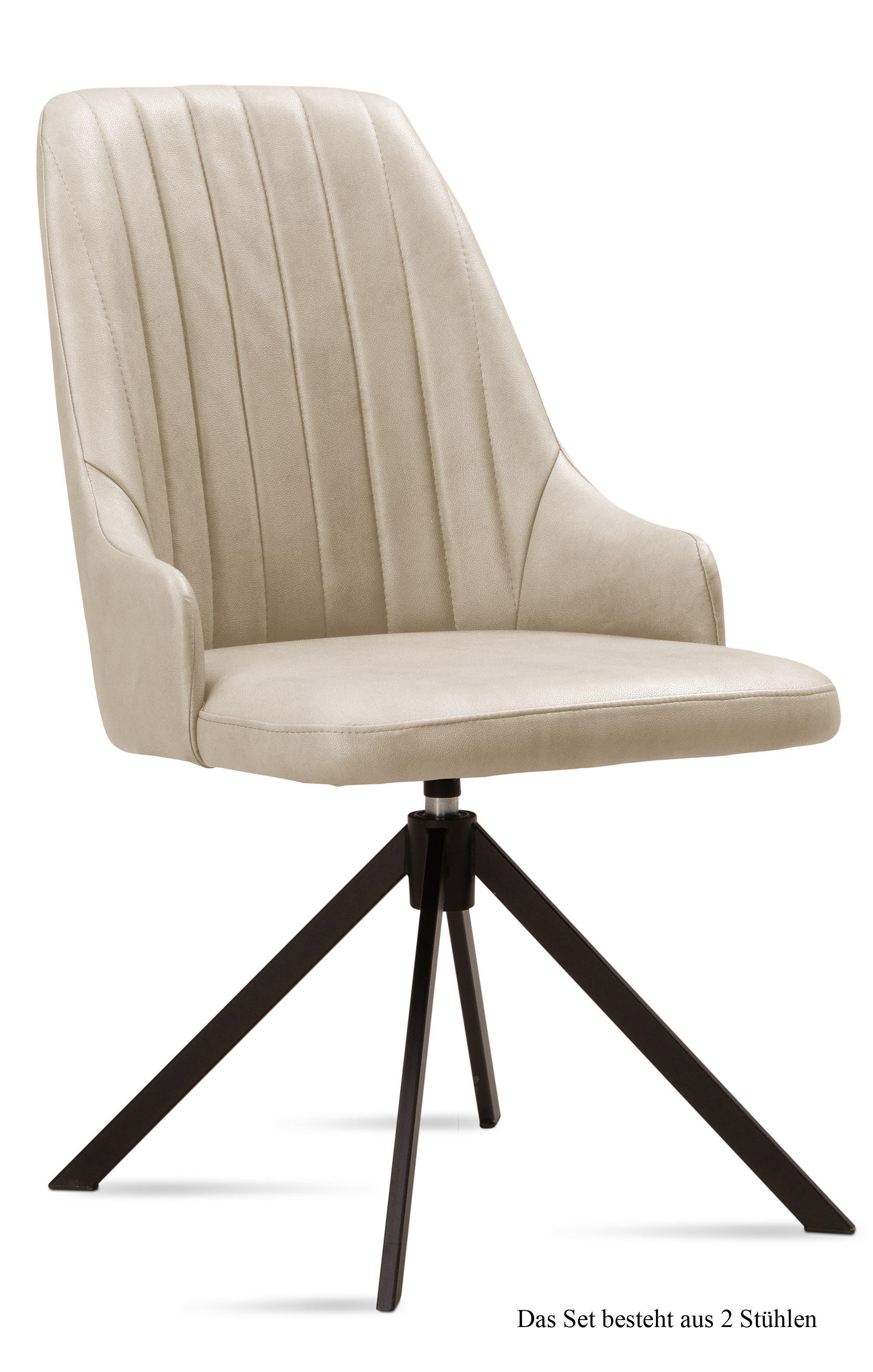 ESSZIMMERSTUHL drehbar (2er-Set) Denise 52x91x60 Schwarz/Natur - Schwarz/Naturfarben, Kunststoff (60/91/52cm) - 58aufmkessel