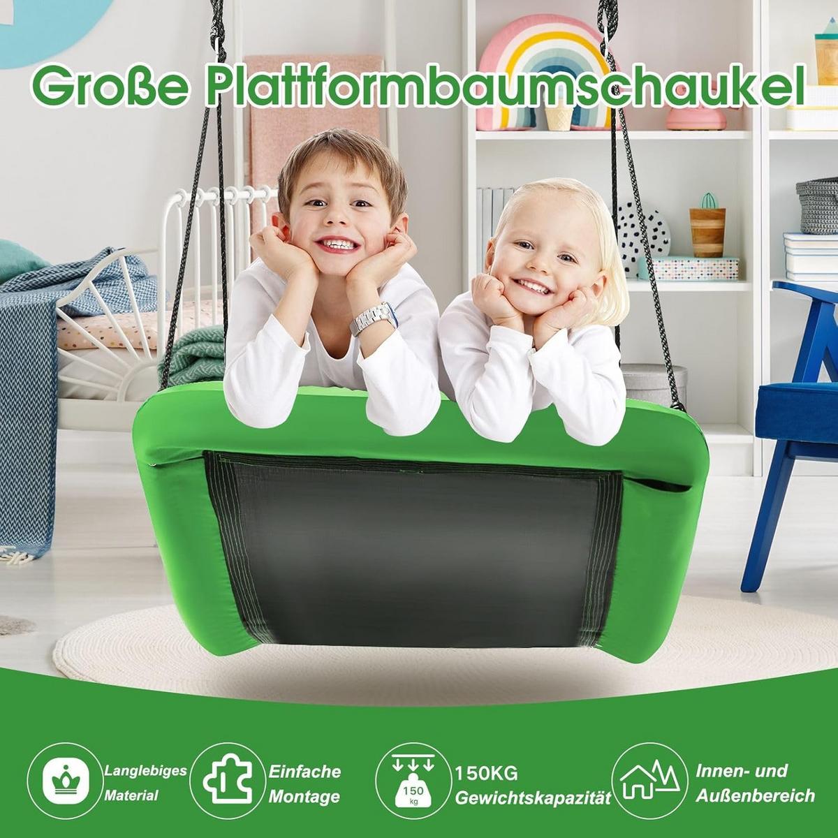 NESTSCHAUKEL Grün - Grün, Textil (150/180/80cm) - COSTWAY