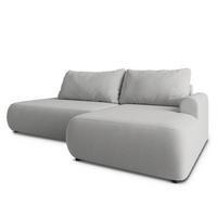 ECKSOFA NUVIRA CL R-S Hellgrau Samtstoff mit Schlaffunktion - Hellgrau, Holzwerkstoff/Textil (279/158cm) - MASSENO