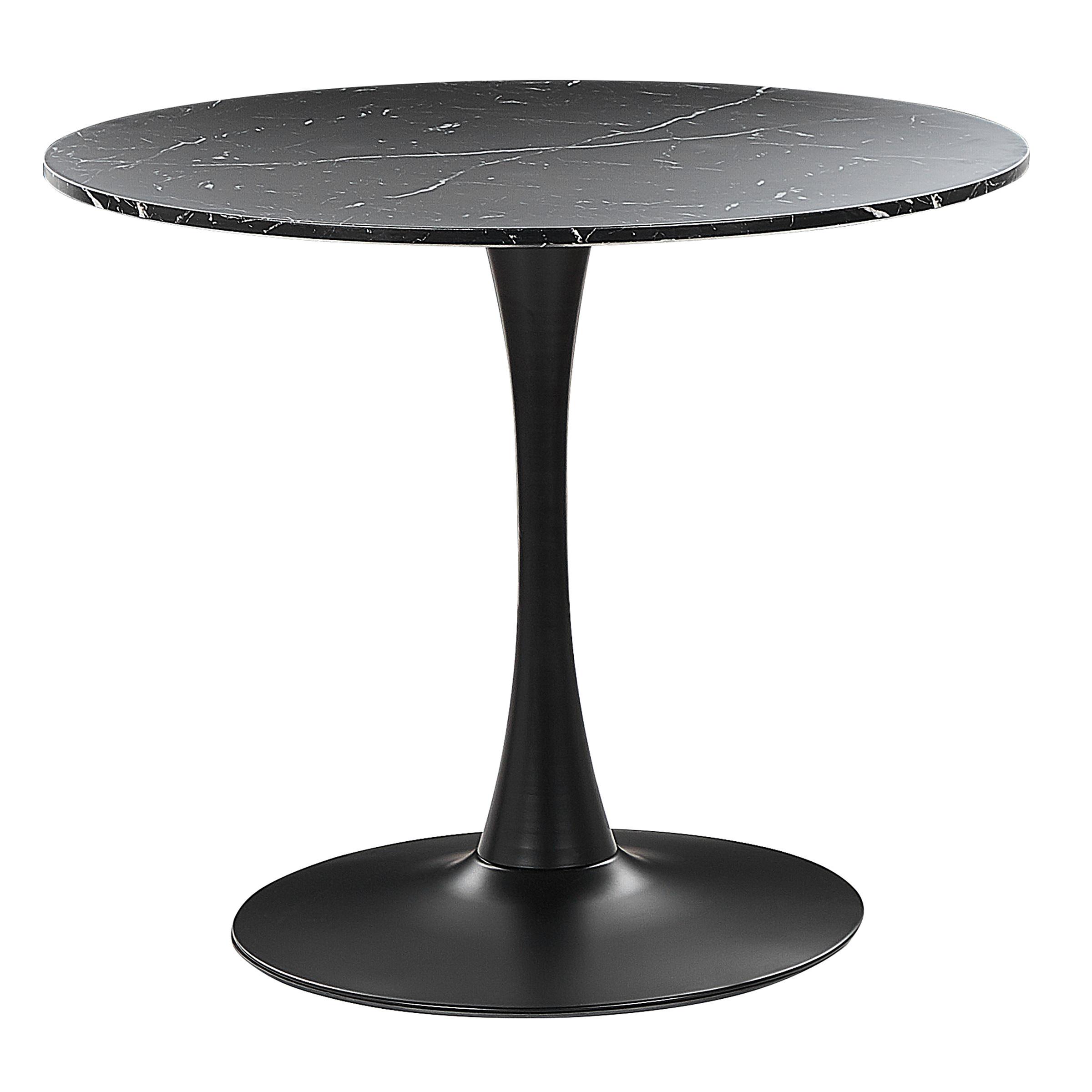 ESSTISCH 90/90/74 cm Marmor Rund Boca - Schwarz, Holzwerkstoff (90/90/74cm) - Beliani
