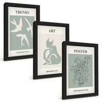 BILDER SET 3er Set - 20x30 cm Schwarzer Rahmen - Matisses stilvolle Illustrationen - Schwarz, Kunststoff (20/30cm) - TULUP