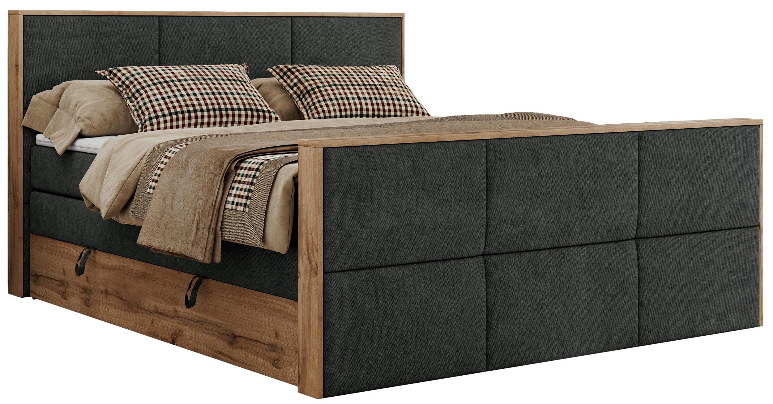BOXSPRINGBETT ALBERO 2 KING DUO 120/200 Dunkelgrau Strukture - H3 - Dunkelgrau, Holz/Textil (120/200cm) - MKS