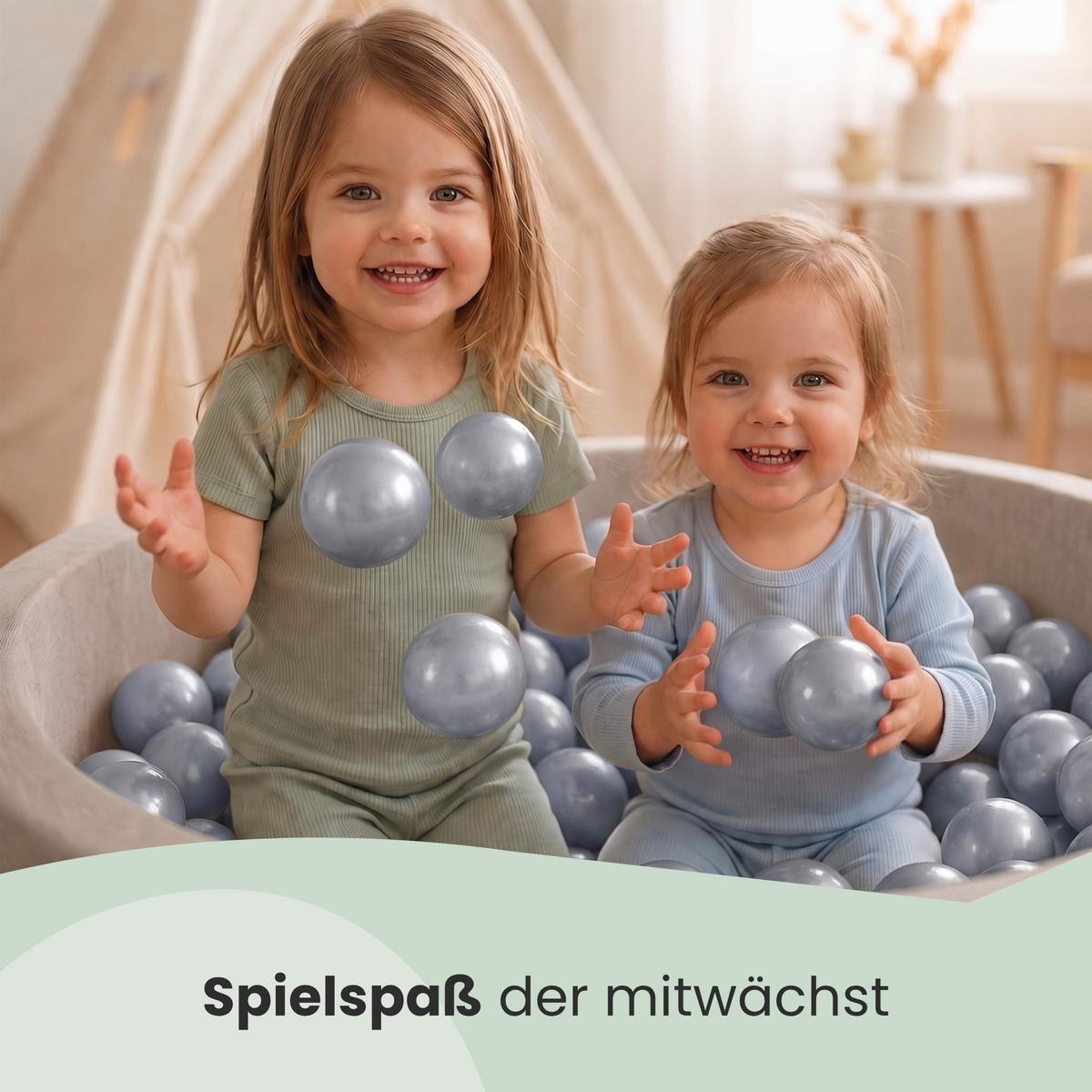BÄLLEBAD-BÄLLE 50 Stück, Siber/Grau, 5.5 cm - Silberfarben, Kunststoff (5.5/5.5/5.5cm) - Littletom