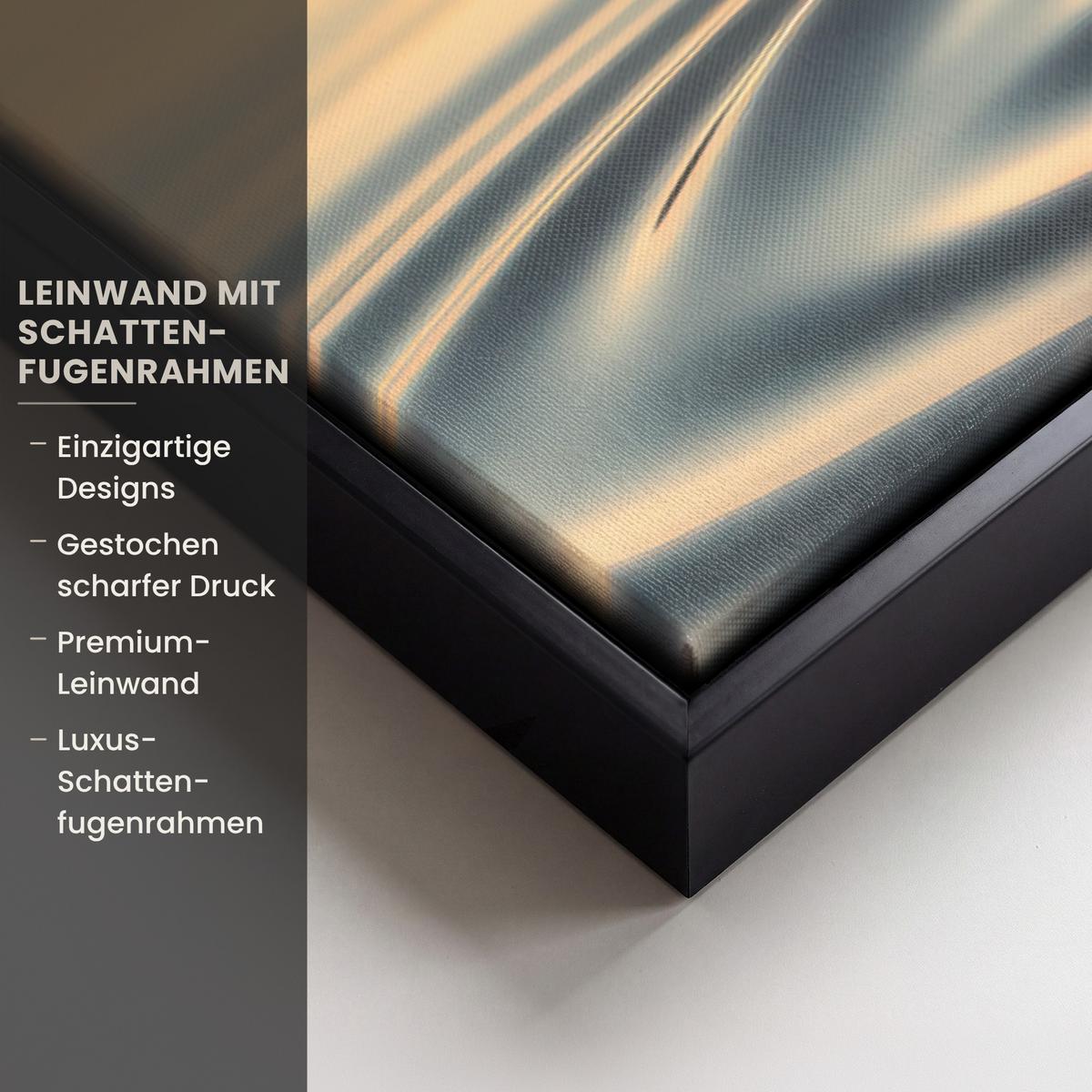 LEINWAND Bilder mit Rahmen - Herz - Wasser - Sonnenuntergang - Natur - Zen - 70x50 - Bernsteinfarben, Textil (70/50cm) - MuchoWow