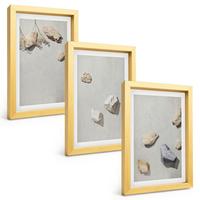 BILDER SET 3er Set - 20x30 cm Goldrahmen - Boho-Stranddekorationen aus Steinen - Goldfarben, Kunststoff (20/30cm) - TULUP