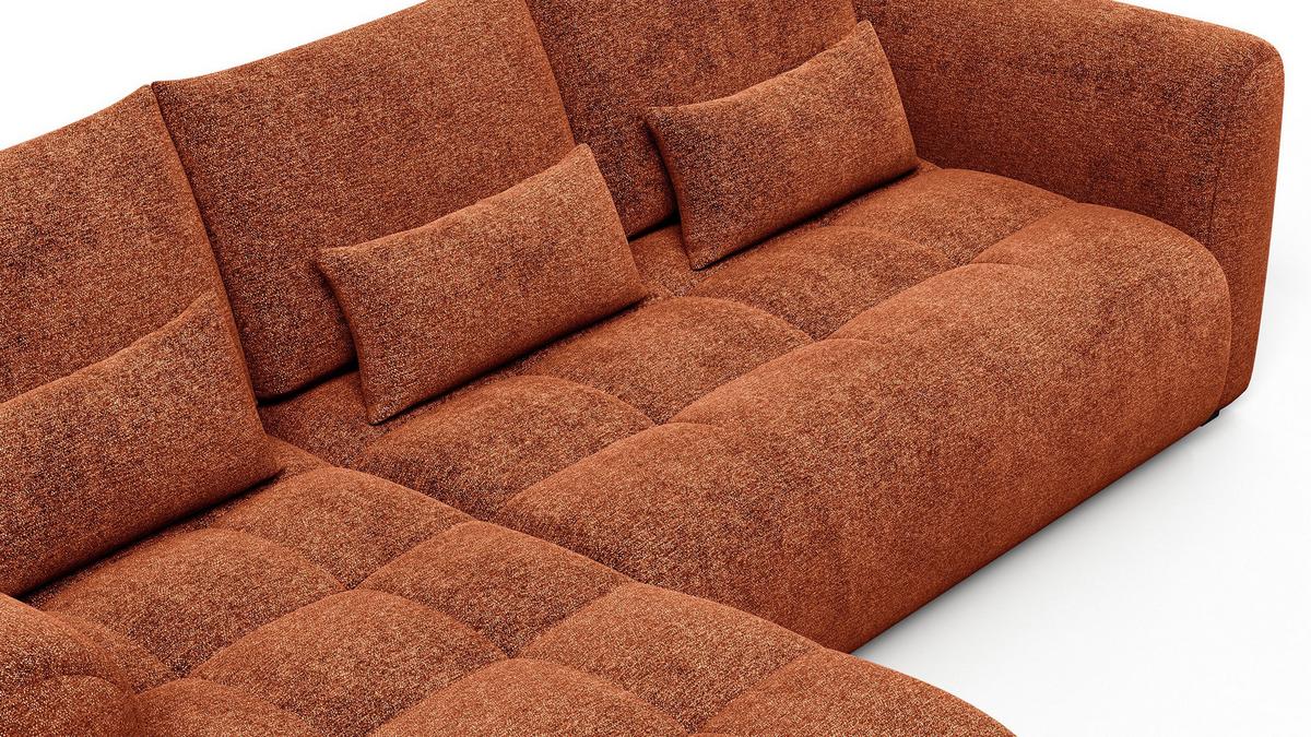 ECKSOFA SORENO 4-Sitzer, orange - Schwarz/Orange, Holz/Textil (293/171cm) - Wozimo
