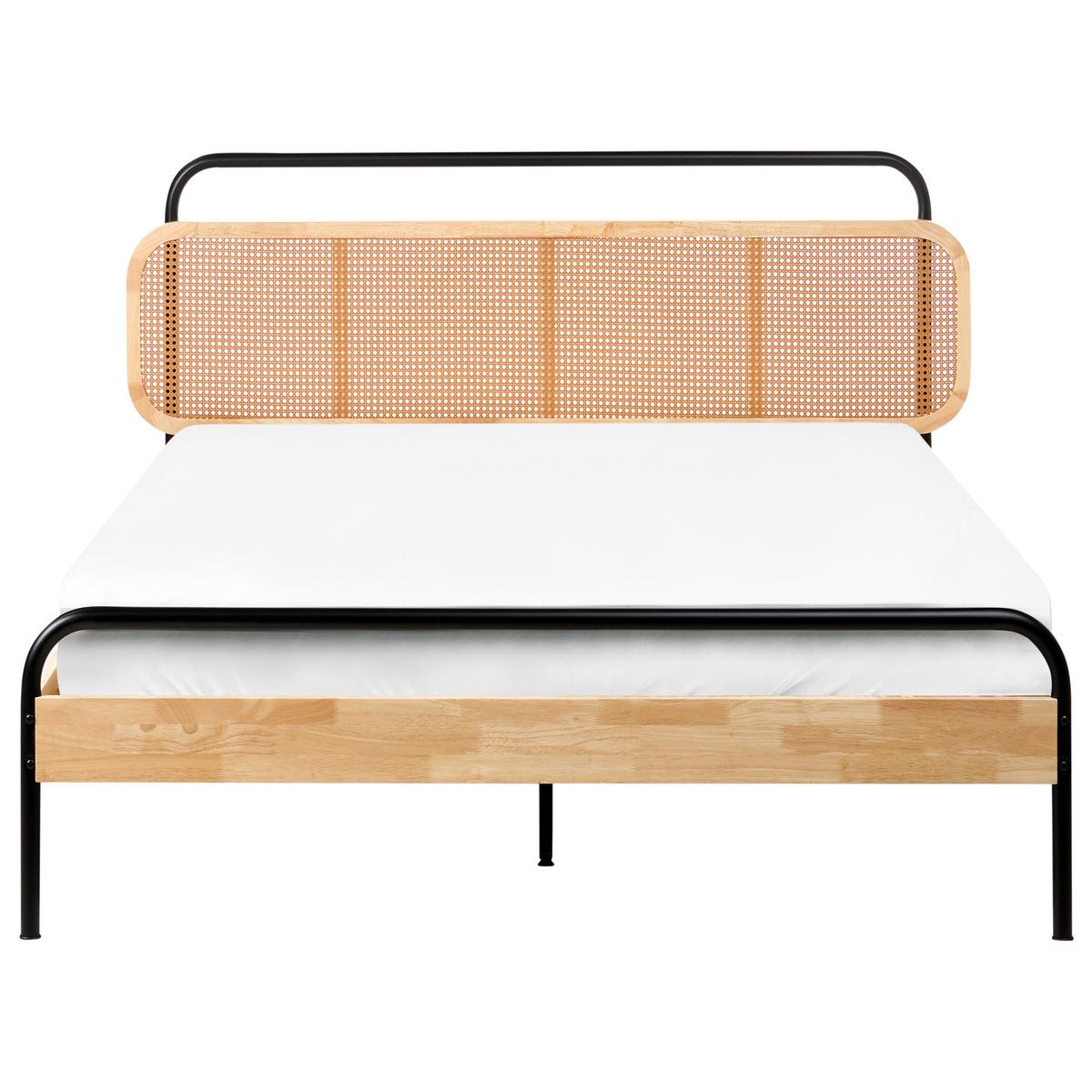 BETT mit Lattenrost 140/200 cm Hellbraun Boussicourt - Hellbraun/Schwarz, Holz (140/200cm) - Beliani