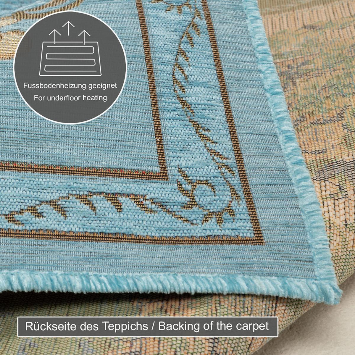 FLACHWEBTEPPICH Flomi Florence 80x150 cm - Türkis, Textil (80/150cm) - THEKO