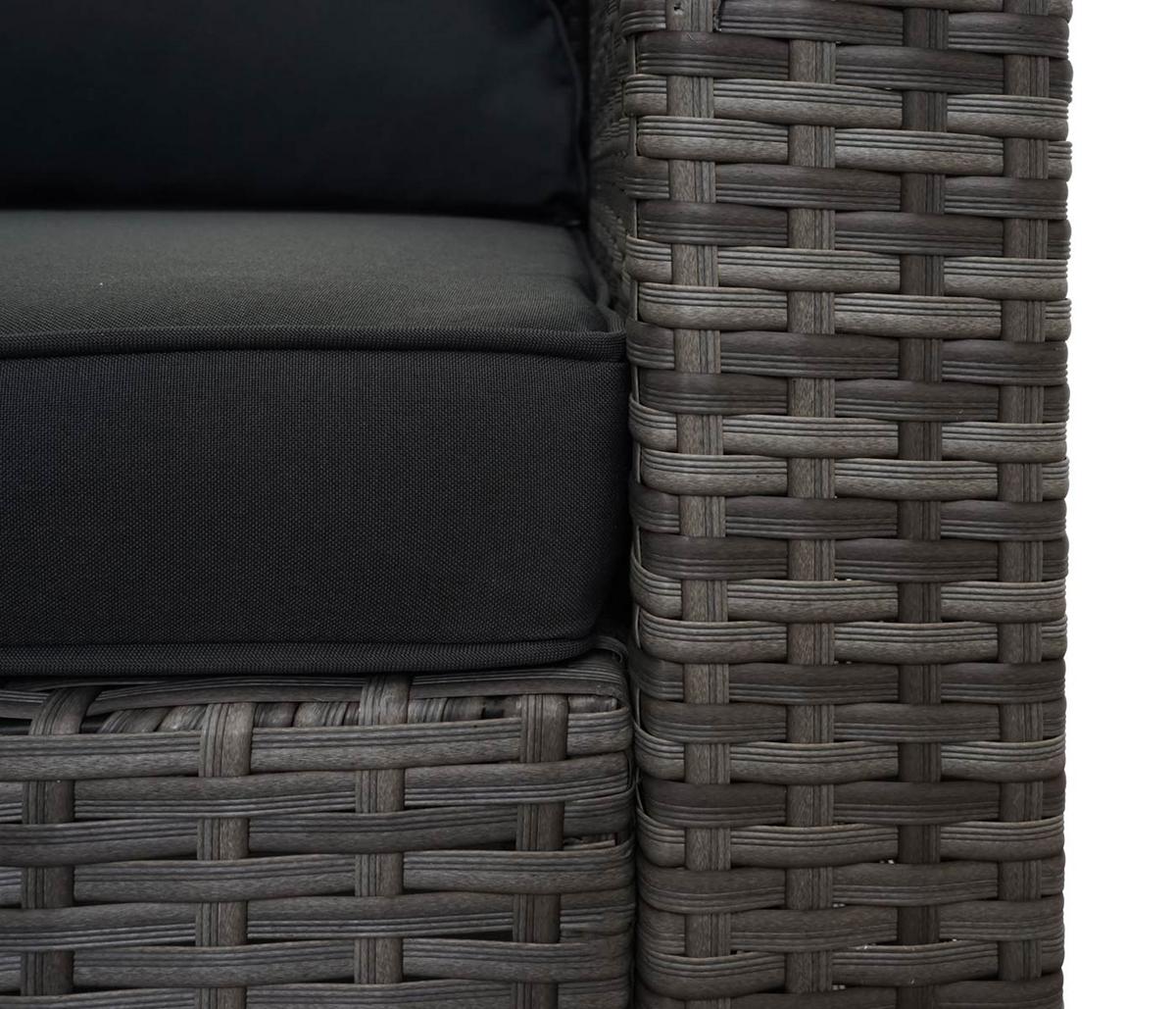 POLY-RATTAN GARNITUR Grau, Grau - Grau, Kunststoff - MCW