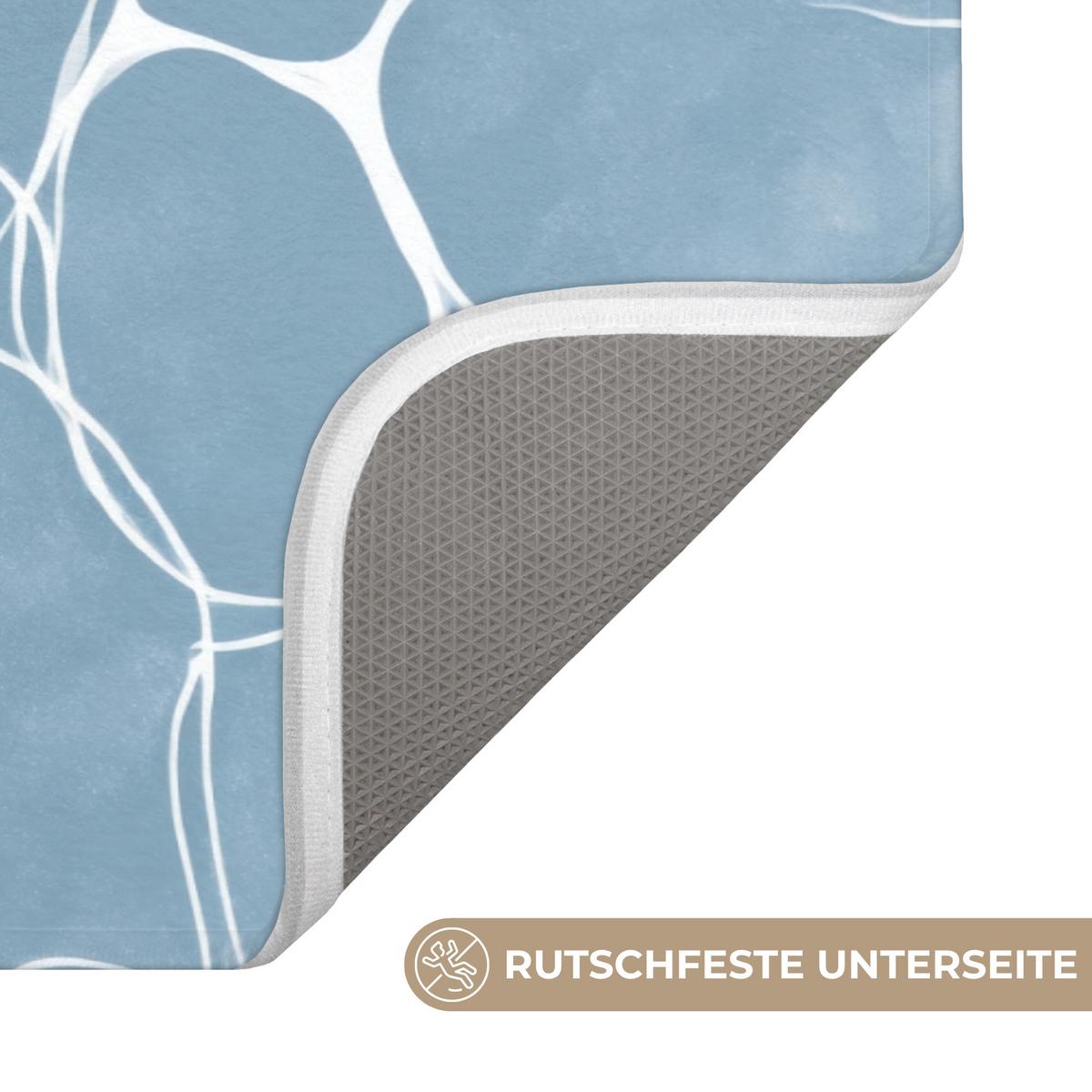 BADEMATTE Organisch - Muster - Blau 90x60 cm - Hellblau, Textil (90/60cm) - OnlyWow