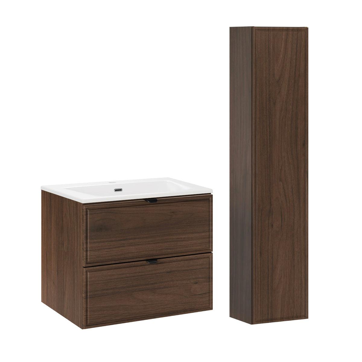 BADMÖBEL 61cm Elias 2er-Set Dunkles Holz - Braun, Holzwerkstoff (61/50/46cm) - Petits-meubles