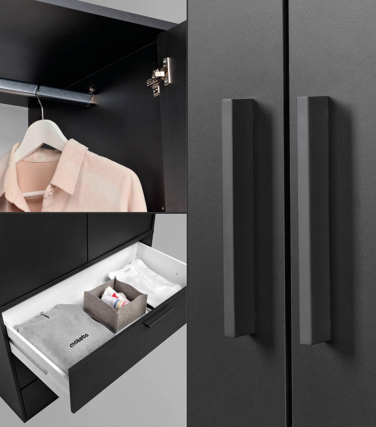 KLEIDERSCHRANK Der Grenzenlose - Anthrazit, Holzwerkstoff (90/187/58cm) - Mokebo