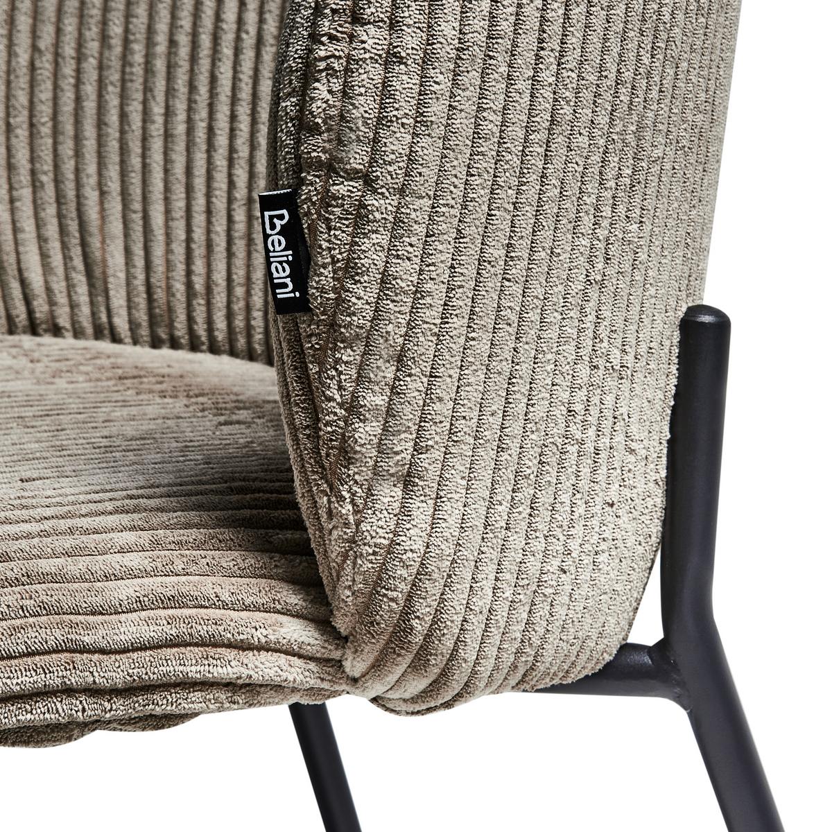 ESSZIMMERSTUHL 2er-Set Cord Taupe Miles - Taupe, Textil (53/83/55cm) - Beliani