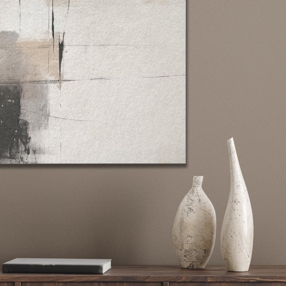 AKUSTIKBILD Abstrakt - Kunst - Grau Wandbilder 60x60 cm - Hellgrau, Kunststoff (60/60/0.9cm) - MuchoWow