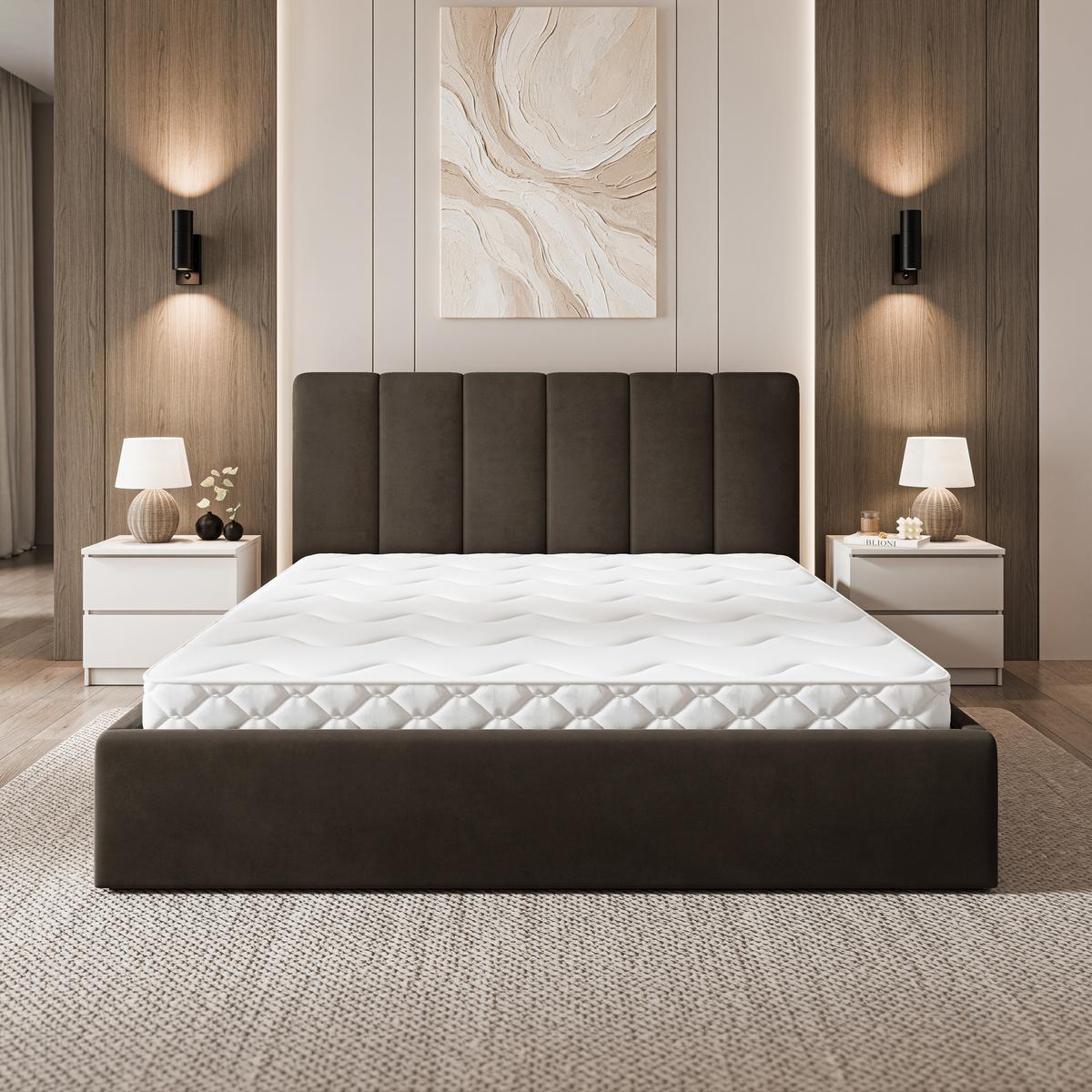 POLSTERBETT NEMIS 120x200 cm mit Bettkästen - Braun - Braun, Holz (120/200cm) - MASSENO
