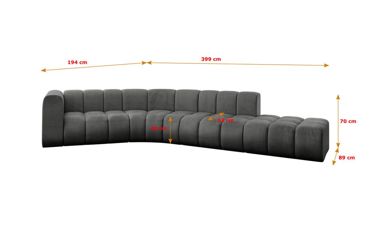 ECKSOFA modulares Sofa Tilmo-L1 - 399x194x70 cm Dunkelgrau - Dunkelgrau, Holzwerkstoff/Textil (399/194cm) - ALTDECOR