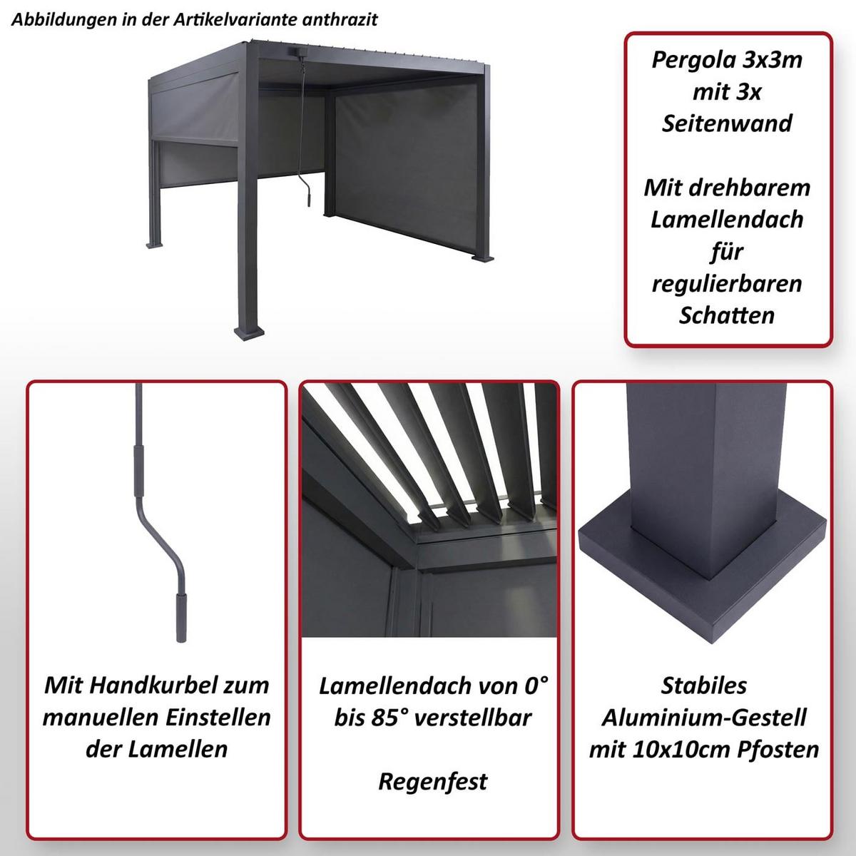 PERGOLA MIT SEITENWAND Weiß - Weiß, Metall (302/235/302cm) - MCW