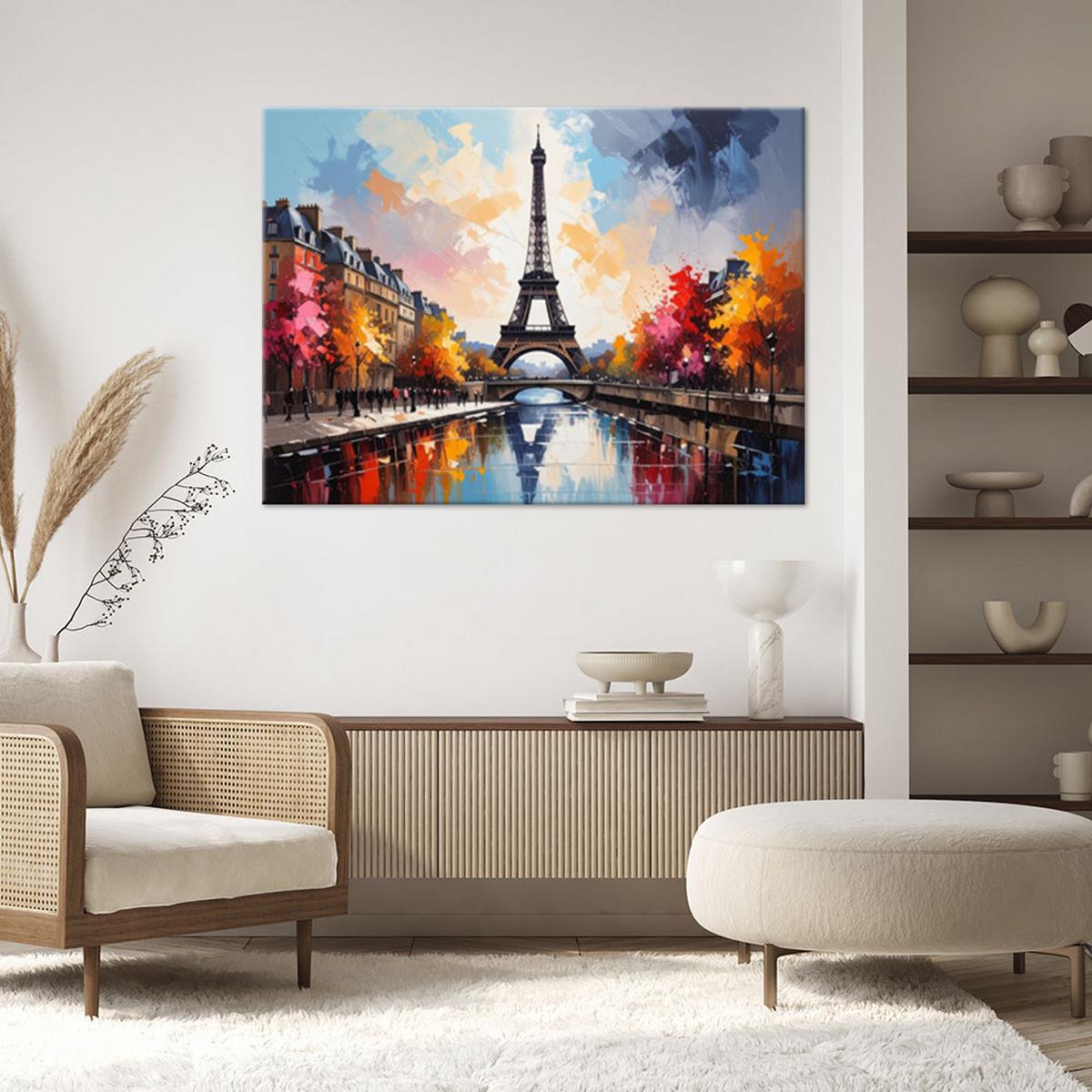 BILD auf Leinwand, Eiffelturm in den Herbstfarben von Paris - Multicolor, Textil (60/40cm) - Feeby