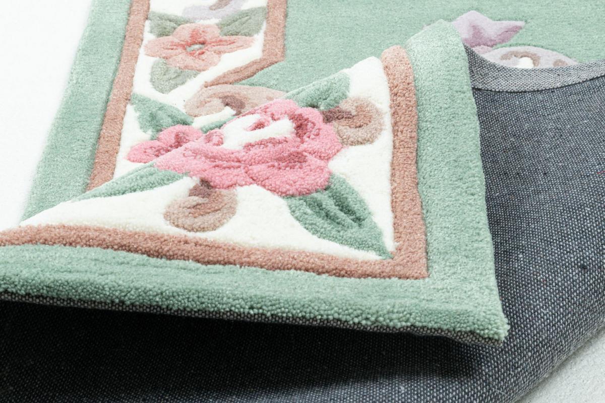 HANDTUFTTEPPICH Ming Bettumrandung 70x600 cm - Grün, Textil (70/600cm) - THEKO