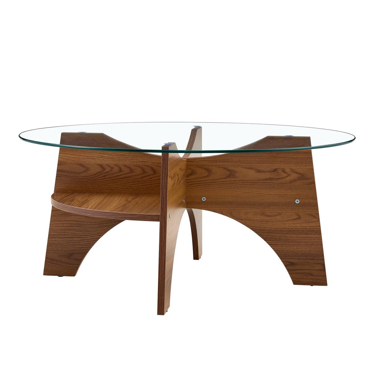 COUCHTISCH glas nussbaum optik stabiles design - Walnussfarben, Holzwerkstoff (80/80/36cm) - Urban Meuble