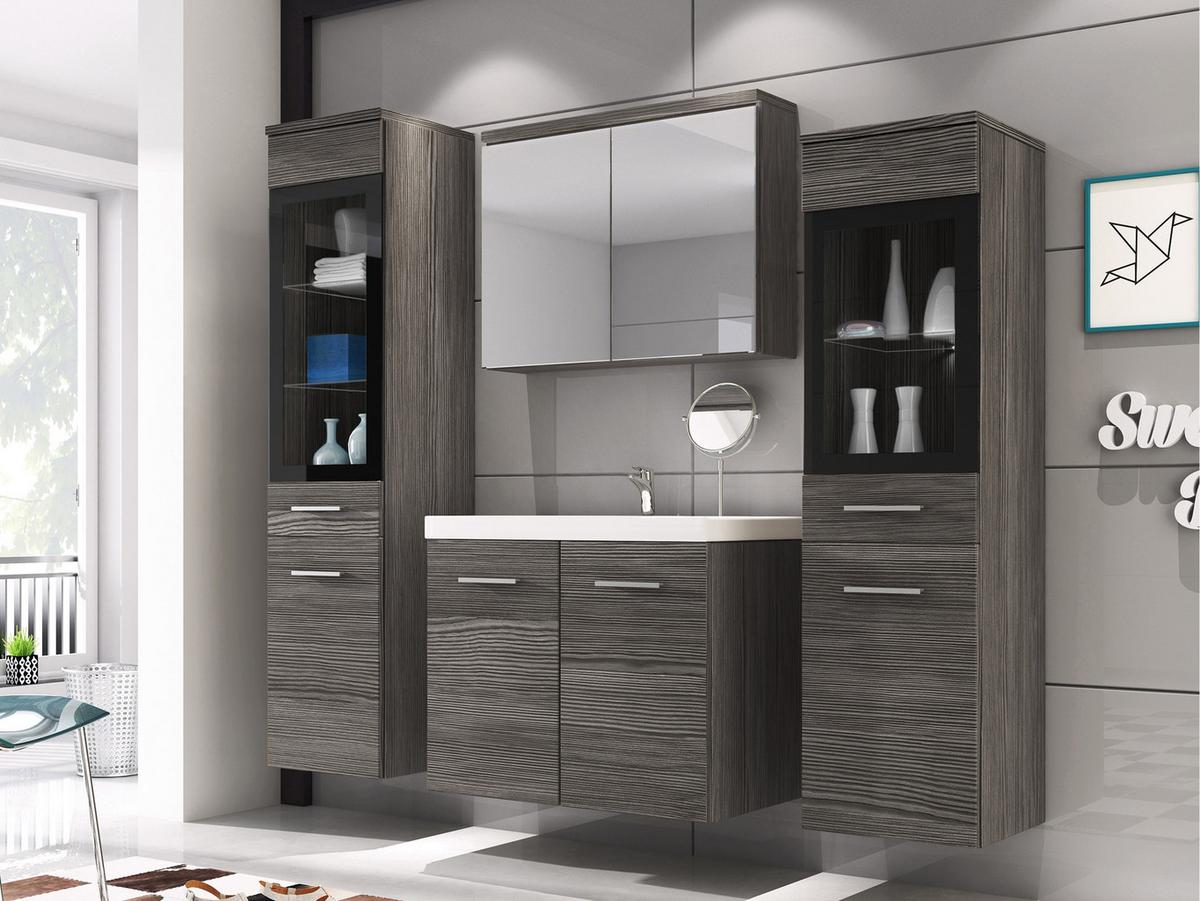 BADMÖBEL-SET Madrit II - Greige/Silberfarben, Holzwerkstoff/Kunststoff (132/132/30cm) - MIRJAN24