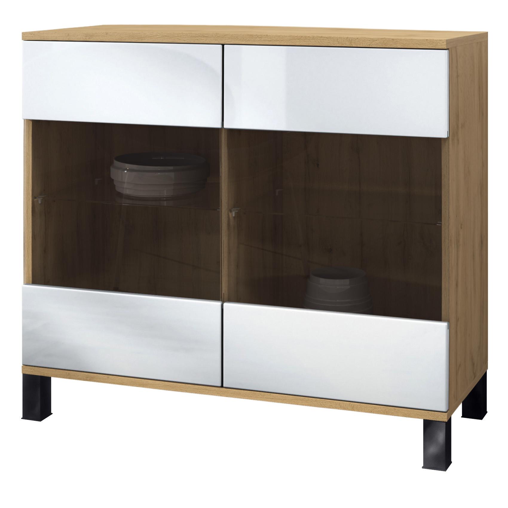 KOMMODE Bari Weiß Hochglanz - Weiß Hochglanz, Holzwerkstoff (92.5/84.5/35cm) - Vladon